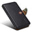 DENIOR For iPhone 15 Wallet Case Cowhide Texture PU Leather Phone Cover with Folding Stand - Black - 4