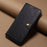 DENIOR For iPhone 15 Wallet Case Cowhide Texture PU Leather Phone Cover with Folding Stand - Black - 6