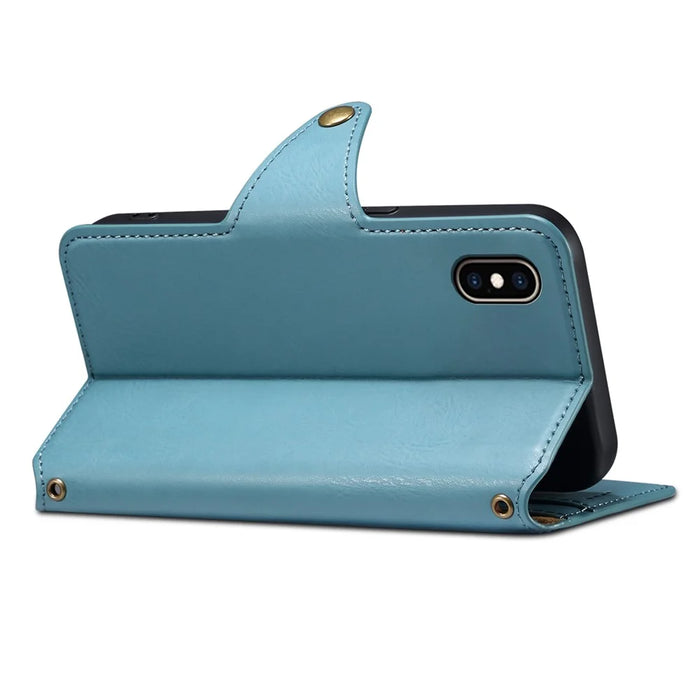 DENIOR For iPhone XS Max Case Wallet Stand Leather Phone Cover Protector - Blue - 2