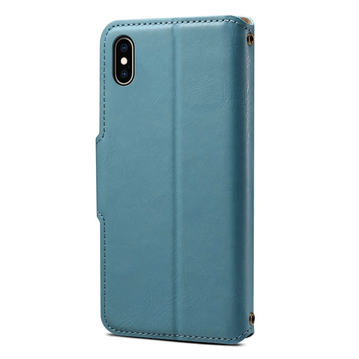 DENIOR For iPhone XS Max Case Wallet Stand Leather Phone Cover Protector - Blue - 3