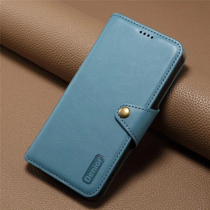 DENIOR For iPhone XS Max Case Wallet Stand Leather Phone Cover Protector - Blue - 6
