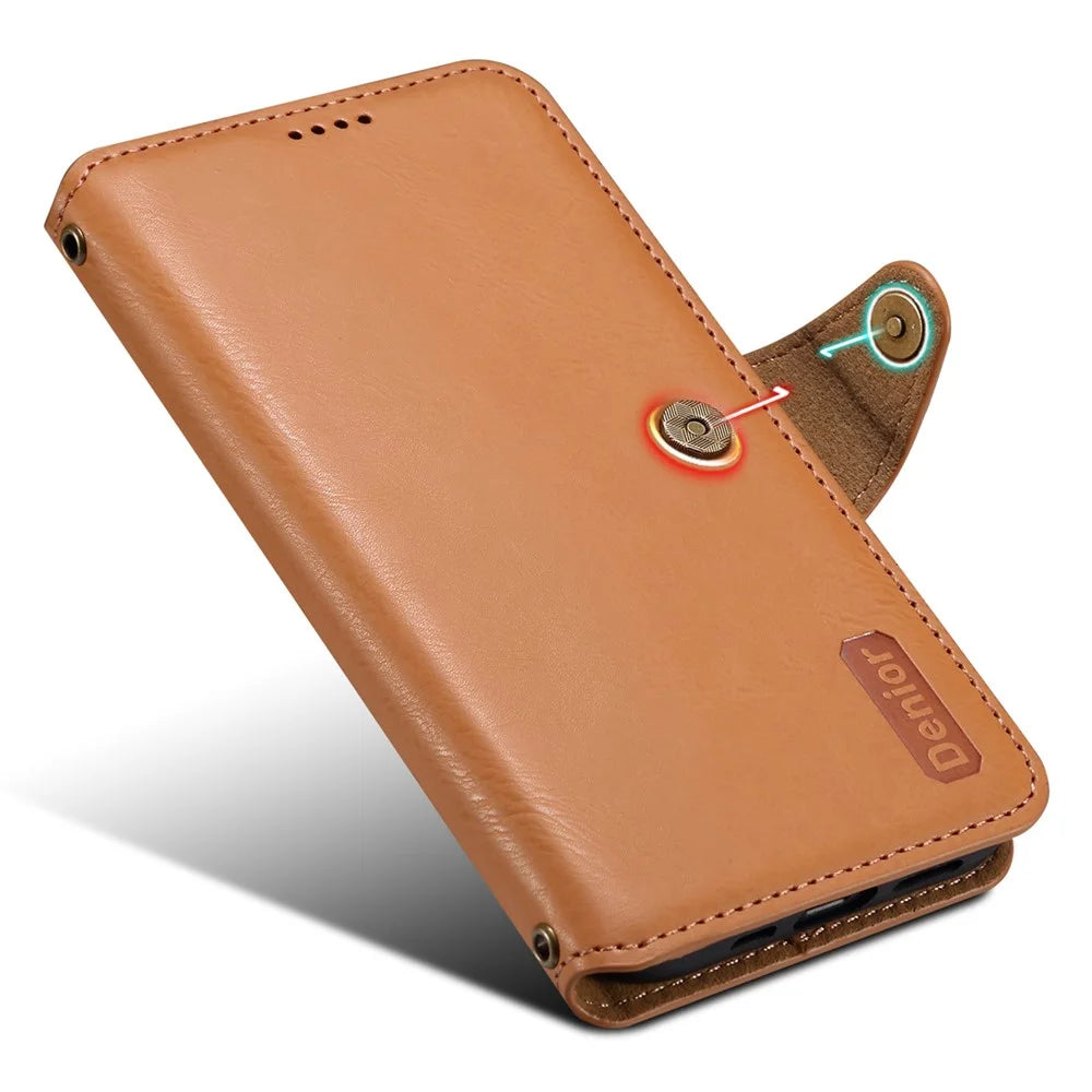 DENIOR For iPhone X / XS 5.8 inch Case Card Slots Cowhide Texture Phone Cover - Khaki - 4