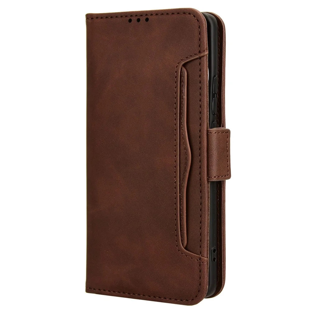 For vivo X100 Pro 5G Case Wallet Leather Phone Cover with Multiple Card Slots - Brown - 7