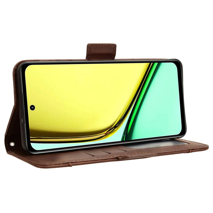 For Realme C67 4G / 12 Lite 4G Case PU Leather Multiple Card Slots Wallet Phone Cover - Brown - 3