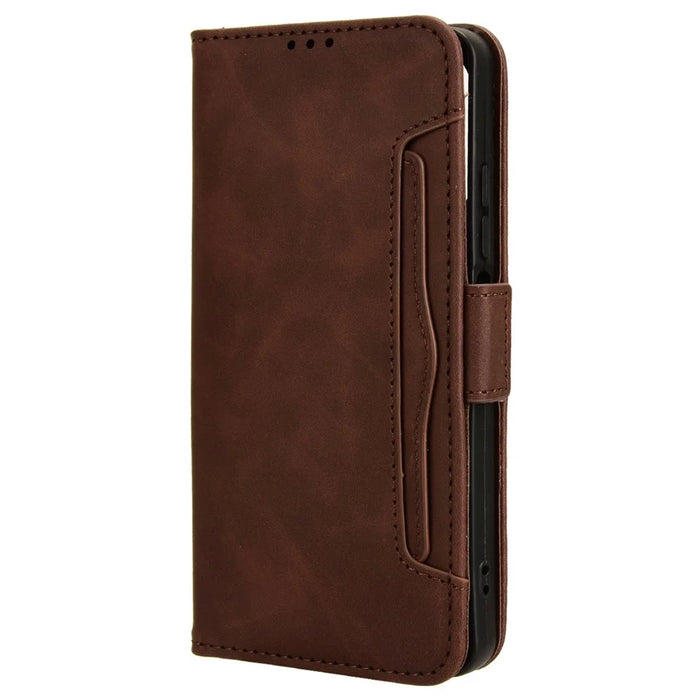 For Realme C67 4G / 12 Lite 4G Case PU Leather Multiple Card Slots Wallet Phone Cover - Brown - 7