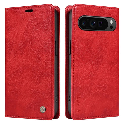 YIKATU YK-006 For Google Pixel 10 Pro XL / 9 Pro XL Case Magnetic Closure Shockproof Flip Phone Cover - Red - 1