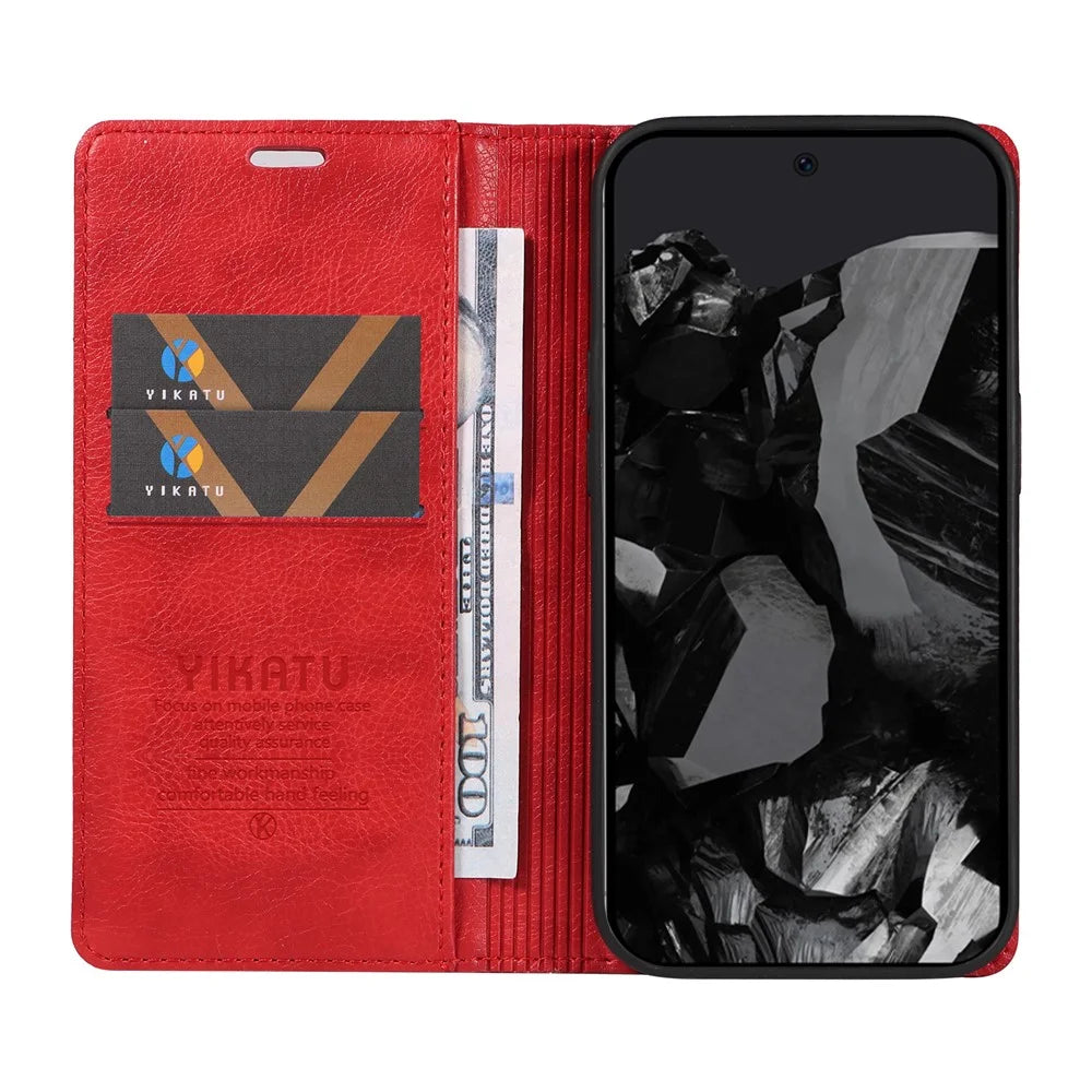 YIKATU YK-006 For Google Pixel 10 Pro XL / 9 Pro XL Case Magnetic Closure Shockproof Flip Phone Cover - Red - 2
