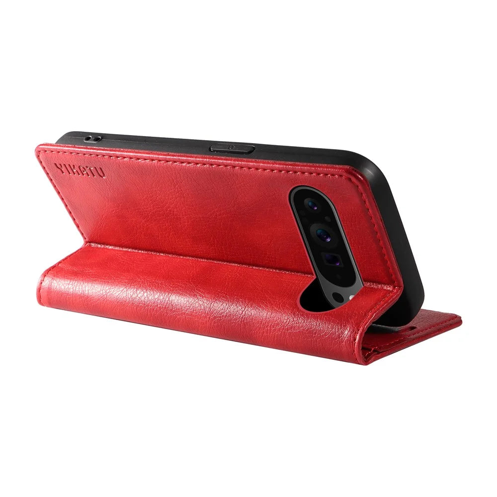 YIKATU YK-006 For Google Pixel 10 Pro XL / 9 Pro XL Case Magnetic Closure Shockproof Flip Phone Cover - Red - 4