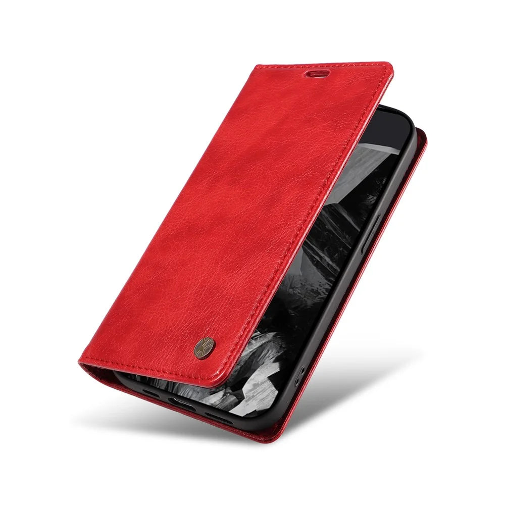 YIKATU YK-006 For Google Pixel 10 Pro XL / 9 Pro XL Case Magnetic Closure Shockproof Flip Phone Cover - Red - 6