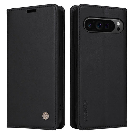 YIKATU YK-001 For Google Pixel 10 Pro XL / 9 Pro XL Phone Case Magnetic Closure PU Leather Flip Cover - Black - 1
