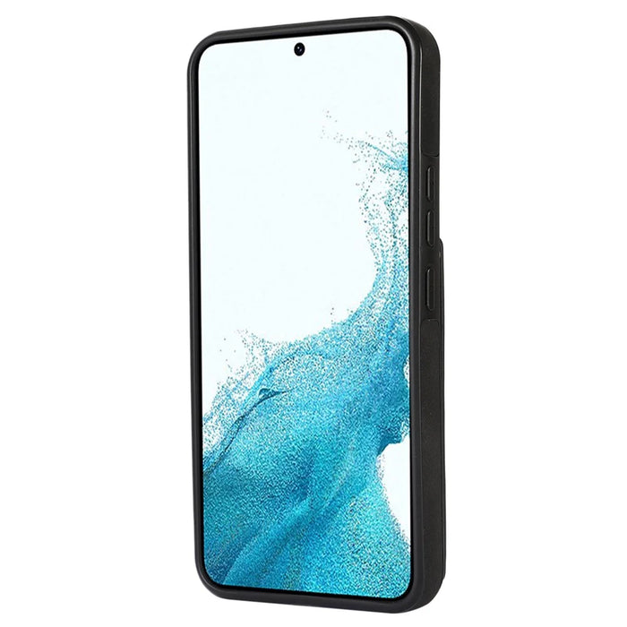 For Samsung Galaxy S23 Case Leather+TPU Kickstand Cover with Lanyard RFID Blocking Wallet - Black - 7