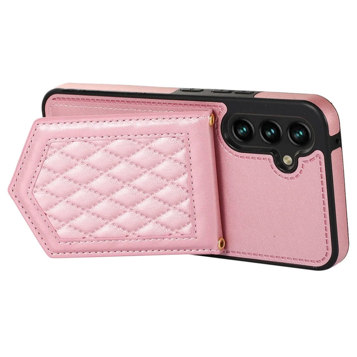 For Samsung Galaxy A14 5G / 4G Cover TPU Leather Phone Case RFID Blocking Hidden Mirror - Rose Gold - 3