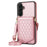 For Samsung Galaxy A14 5G / 4G Cover TPU Leather Phone Case RFID Blocking Hidden Mirror - Rose Gold - 7