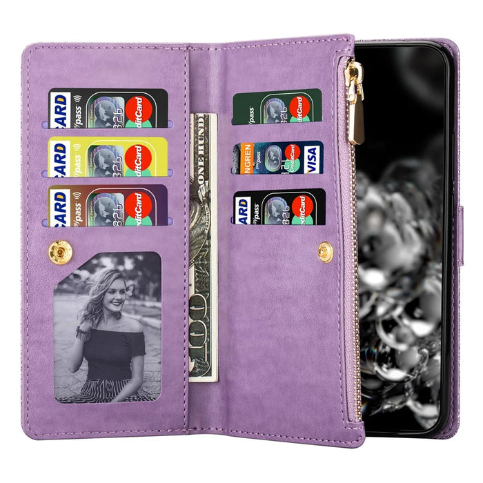For Samsung Galaxy A35 5G Leather Case Zipper Wallet Phone Cover with Folding Stand - Purple - 3