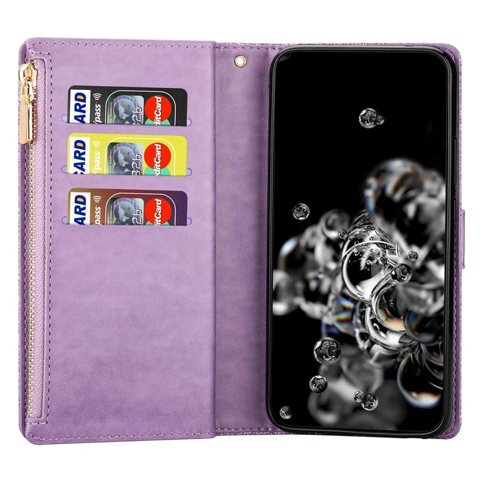 For Samsung Galaxy A35 5G Leather Case Zipper Wallet Phone Cover with Folding Stand - Purple - 4