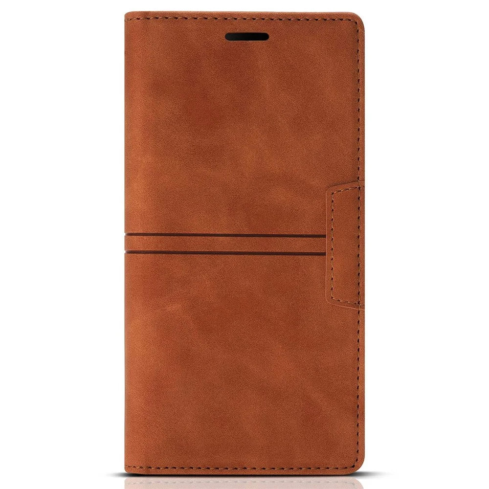 For Samsung Galaxy A25 5G (Global) (161.0 x 76.5 x 8.3mm) Case Leather Wallet Cover Magnetic Closing - Brown - 6