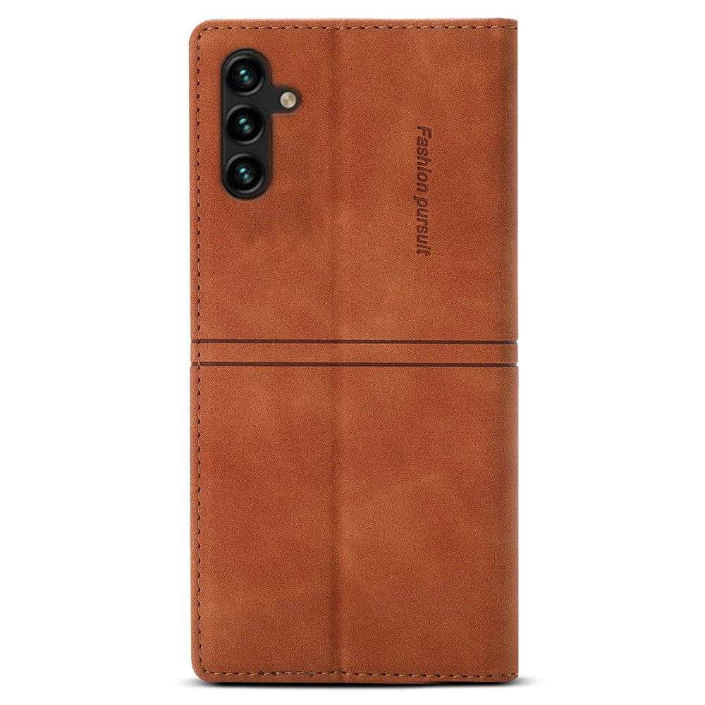 For Samsung Galaxy A25 5G (Global) (161.0 x 76.5 x 8.3mm) Case Leather Wallet Cover Magnetic Closing - Brown - 7