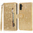 For Samsung Galaxy S23 FE Case Zipper Pocket Glitter Leather Phone Cover - Gold - 1