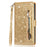 For Samsung Galaxy S23 FE Case Zipper Pocket Glitter Leather Phone Cover - Gold - 7