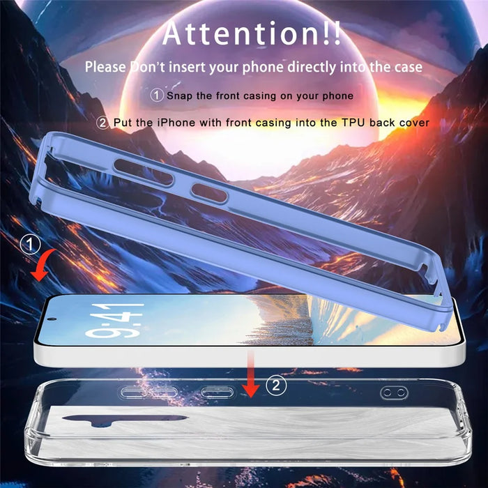 For Samsung Galaxy S24+ Cell Phone Case PC+TPU Shockproof Gradient Feather Cover - Blue - 4