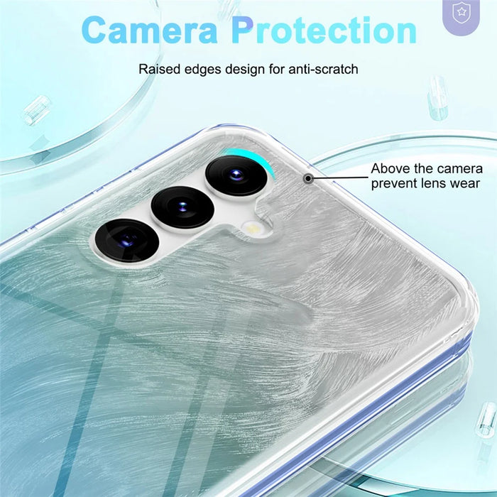 For Samsung Galaxy S24+ Cell Phone Case PC+TPU Shockproof Gradient Feather Cover - Blue - 5