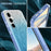 For Samsung Galaxy S24+ Cell Phone Case PC+TPU Shockproof Gradient Feather Cover - Blue - 7