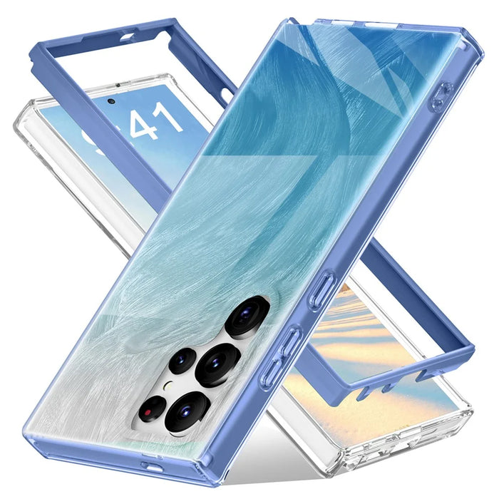 For Samsung Galaxy S24 Ultra Cell Phone Case Gradient Feather PC+TPU Shell - Blue - 2
