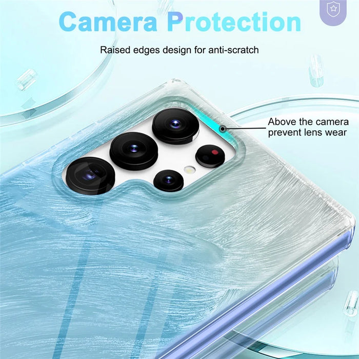 For Samsung Galaxy S24 Ultra Cell Phone Case Gradient Feather PC+TPU Shell - Blue - 5