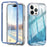 For iPhone 14 Pro Case Gradient Feather Pattern Full Body Protection Phone Shell - Blue - 1
