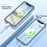 PC+TPU Case for iPhone 14 Shell Gradient Feather Pattern Phone Cover with PET Screen Film - Blue - 2