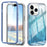 For iPhone 11 Pro Max PC+TPU Case Gradient Feather Pattern Drop-proof Back Cover - Blue - 1