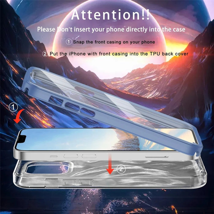 For iPhone 12 / 12 Pro Gradient Case PC+TPU Phone Cover with PET Screen Protector - Blue - 3