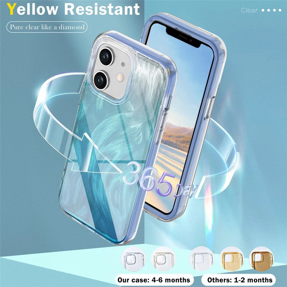 For iPhone 11 Feather Pattern Case Gradient PC+TPU Protective Phone Cover with Screen Protector - Blue - 5