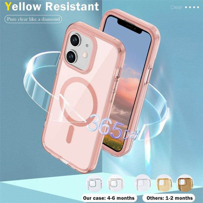 For iPhone 11 Case Compatible with MagSafe PC + TPU Clear Phone Cover with PET Screen Film - Pink - 6