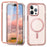 For iPhone 12 / 12 Pro Case Compatible with MagSafe PC + TPU Clear Phone Cover with PET Screen Film - Pink - 1