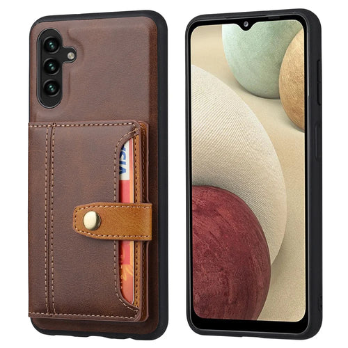 For Samsung Galaxy A15 4G / 5G Back Case with Card Holder PU Leather+TPU Phone Cover - Brown - 1