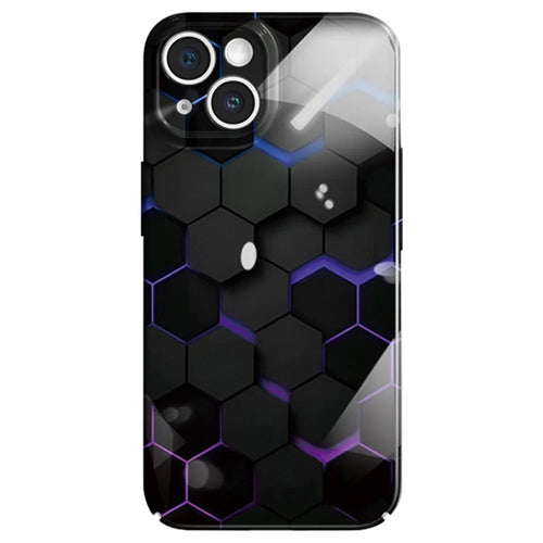 For iPhone 14 Case Hard PC+Soft Silicone Phone Cover with Honeycomb Pattern - Black - 1