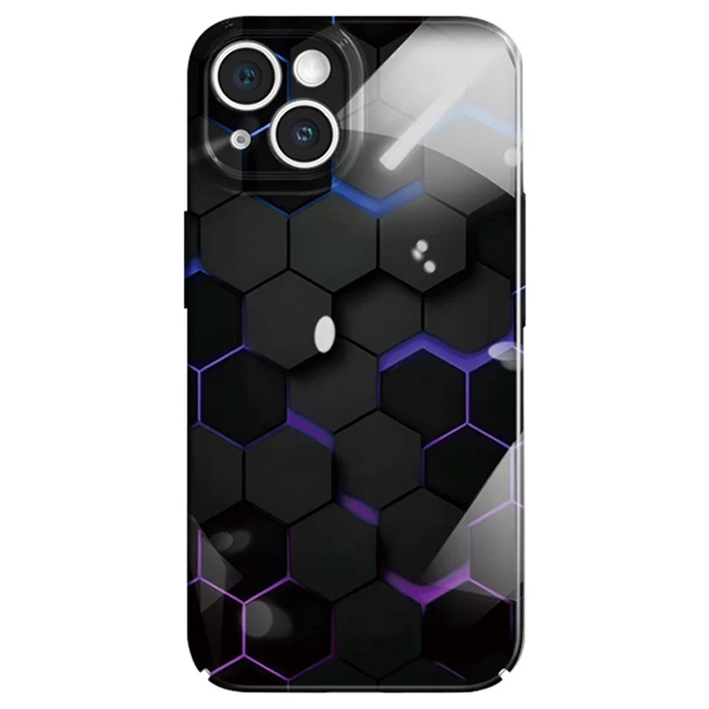 For iPhone 14 Case Hard PC+Soft Silicone Phone Cover with Honeycomb Pattern - Black - 1