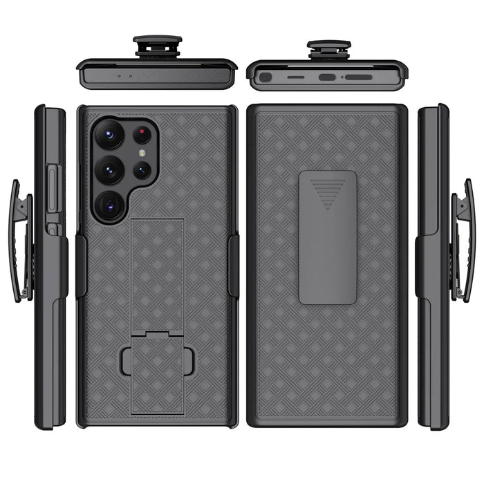 For Samsung Galaxy S24 Ultra Kickstand Case PC+TPU Sliding Screen Cover Phone Case with Clip - 3