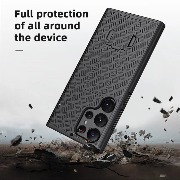 For Samsung Galaxy S24 Ultra Kickstand Case PC+TPU Sliding Screen Cover Phone Case with Clip - 5