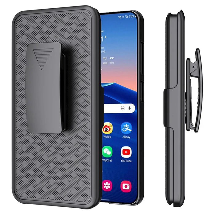 For Samsung Galaxy S24 PC+TPU Case Sliding Screen Cover Kickstand Phone Shell with Clip - 2