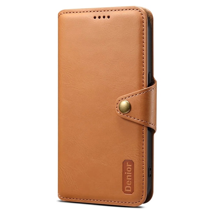 DENIOR For Google Pixel 6 Shockproof Case Cowhide Texture Leather Phone Cover - Khaki - 5