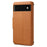 DENIOR For Google Pixel 6 Shockproof Case Cowhide Texture Leather Phone Cover - Khaki - 6