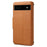 DENIOR For Google Pixel 6a Wallet Phone Case Cowhide Texture Leather Flip Cover - Khaki - 6