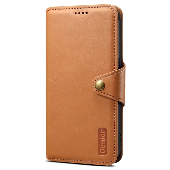 DENIOR For Google Pixel 7a Shockproof Case Cowhide Texture Stand Phone Cover - Khaki - 5