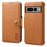 DENIOR For Google Pixel 7 Pro 5G Shockproof Case Cowhide Texture Leather Phone Cover - Khaki - 1
