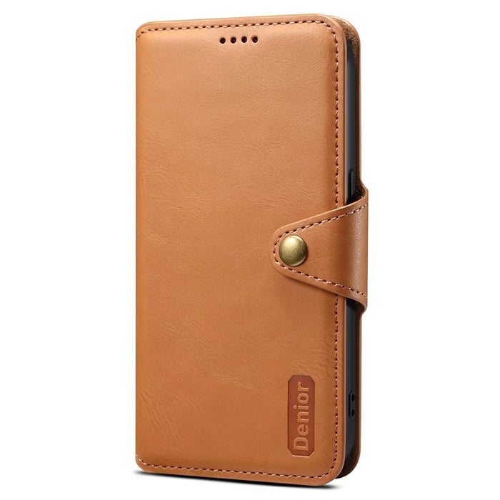 DENIOR For Google Pixel 7 Pro 5G Shockproof Case Cowhide Texture Leather Phone Cover - Khaki - 5