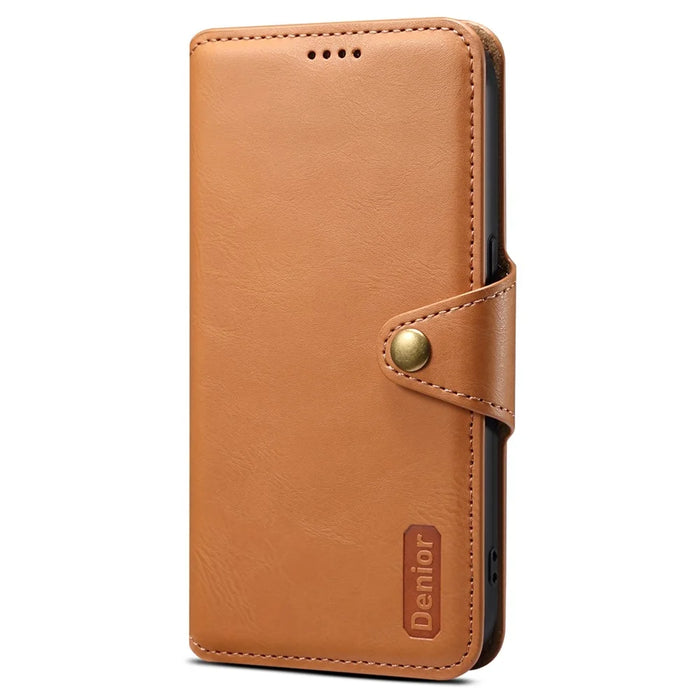 DENIOR For Samsung Galaxy A05s 4G Wallet Phone Case Cowhide Texture Leather Flip Cover - Khaki - 5