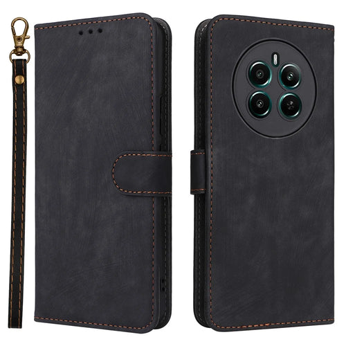 For Realme 12 4G / 12+ 5G / Narzo 70 Pro 5G / Narzo 70 5G / P1 5G / 13 4G Wallet Case RFID Blocking TPU Inner Shell Leather Phone Cover - Black - 1
