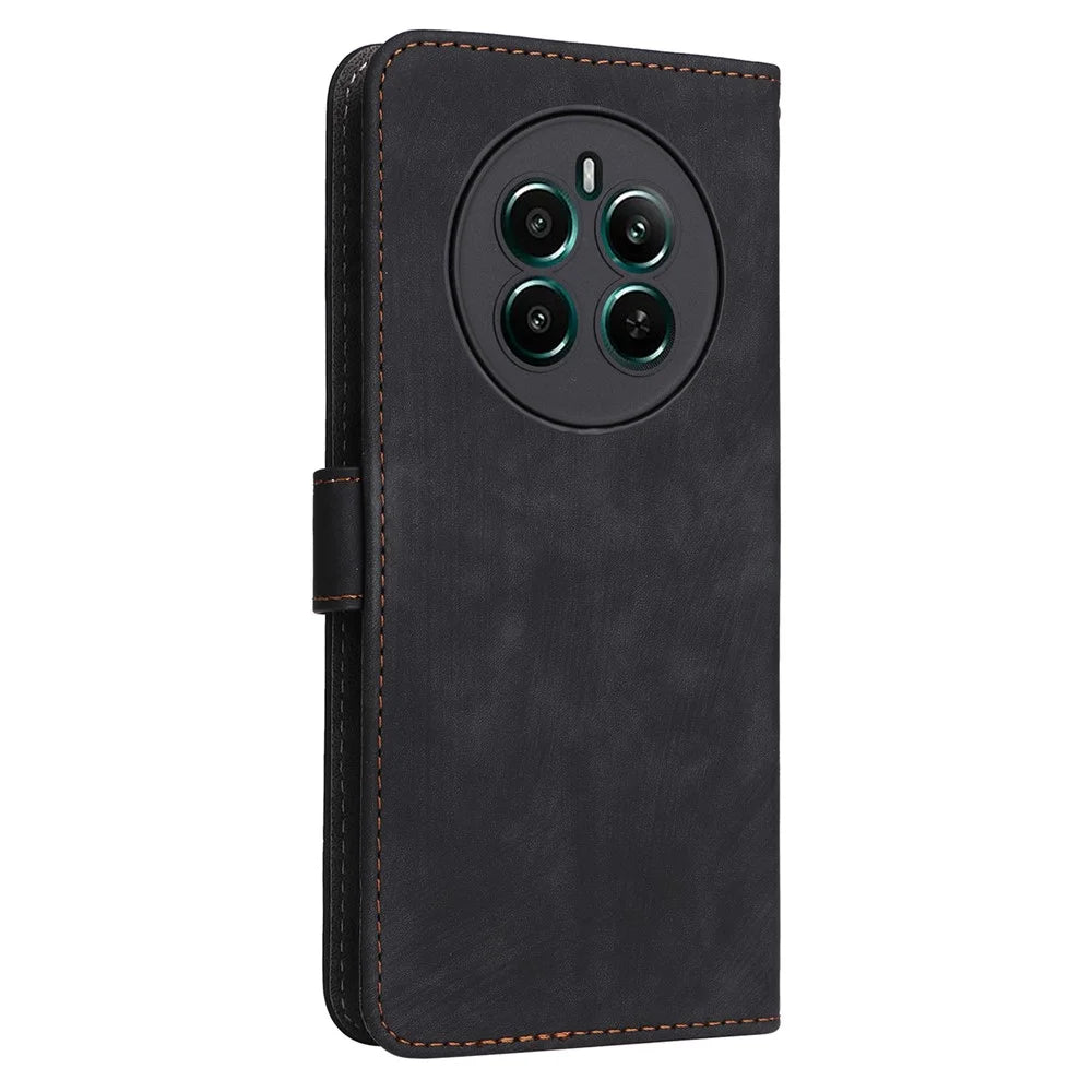 For Realme 12 4G / 12+ 5G / Narzo 70 Pro 5G / Narzo 70 5G / P1 5G / 13 4G Wallet Case RFID Blocking TPU Inner Shell Leather Phone Cover - Black - 7
